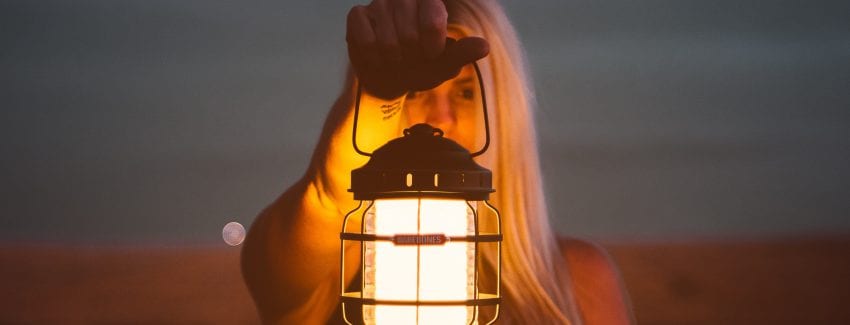lady holding a lantern